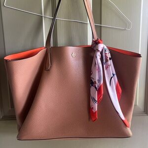 Tory Burch brown bag with scarf